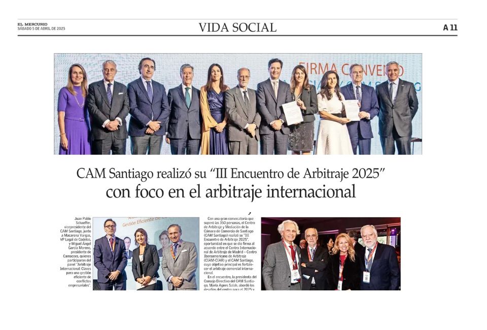 CAM Santiago realizó su “III Encuentro de Arbitraje 2025” con foco en el arbitraje internacional